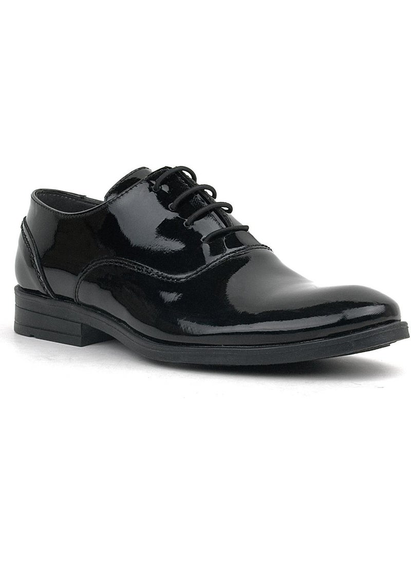 Smokin Black Patent Leather Lace-Up Kids Classic Shoes