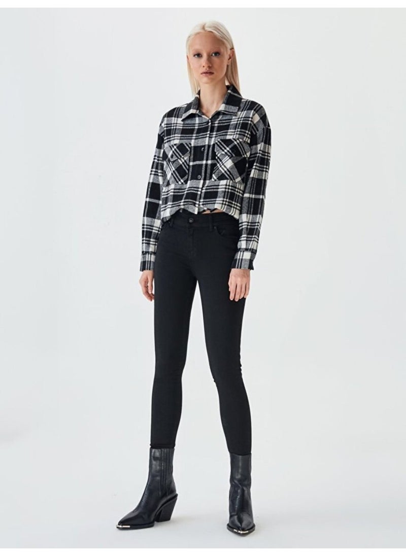 Lonia Tall Black Wash Mid Waist Skinny Leg Trousers 010095154015355200