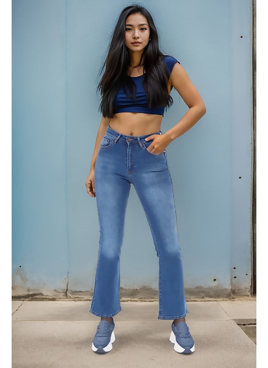 Women's Spanish Leg High Waist Denim Pants Skinny Fit Jean - C605