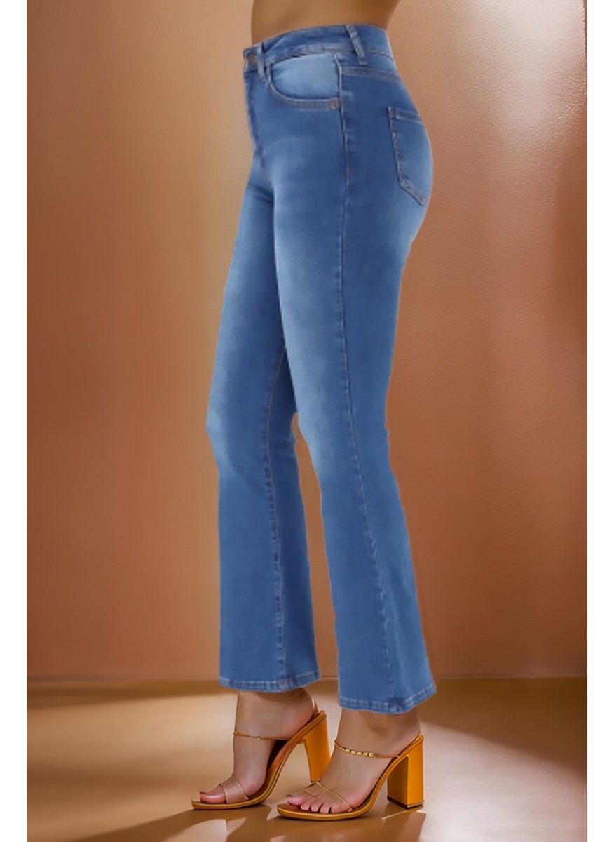 Women's Spanish Leg High Waist Denim Pants Skinny Fit Jean - C605