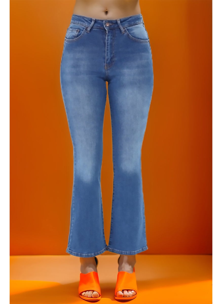 Women's Spanish Leg High Waist Denim Pants Skinny Fit Jean - C605