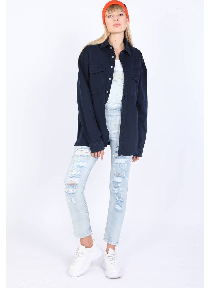 Women's Oversize Jean Shirt Navy