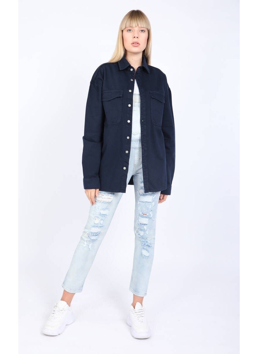 Women's Oversize Jean Shirt Navy