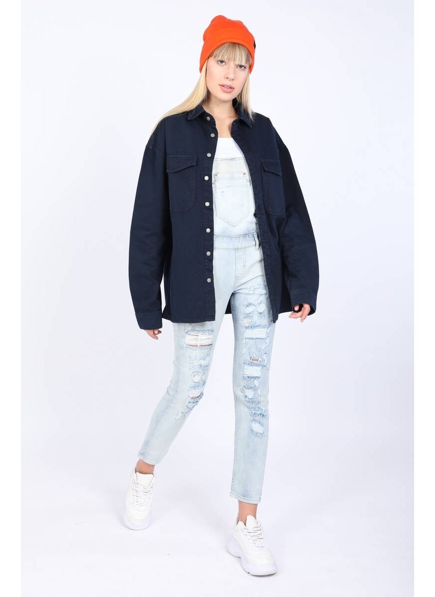Women's Oversize Jean Shirt Navy
