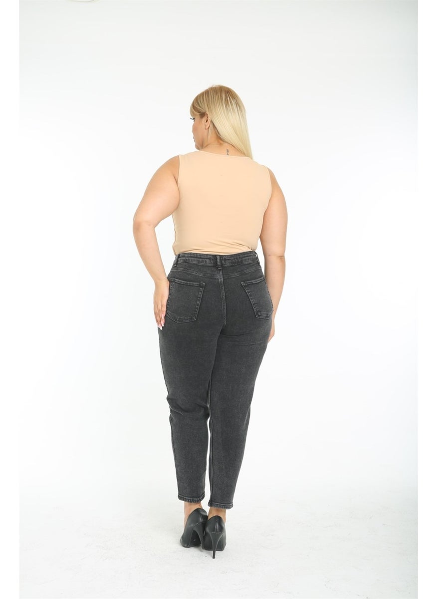 Women's Plus Size Pleated Mom Jeans C600