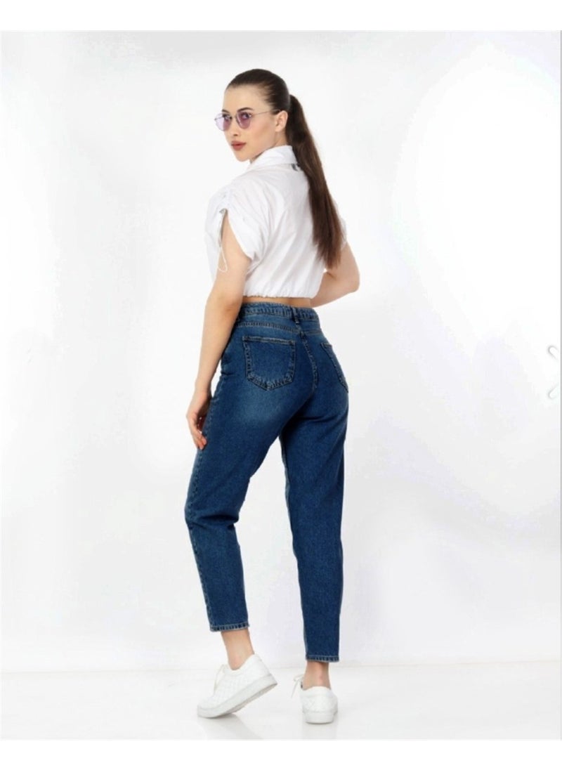 Women High Waist Soho Boyfriend Jeans C599