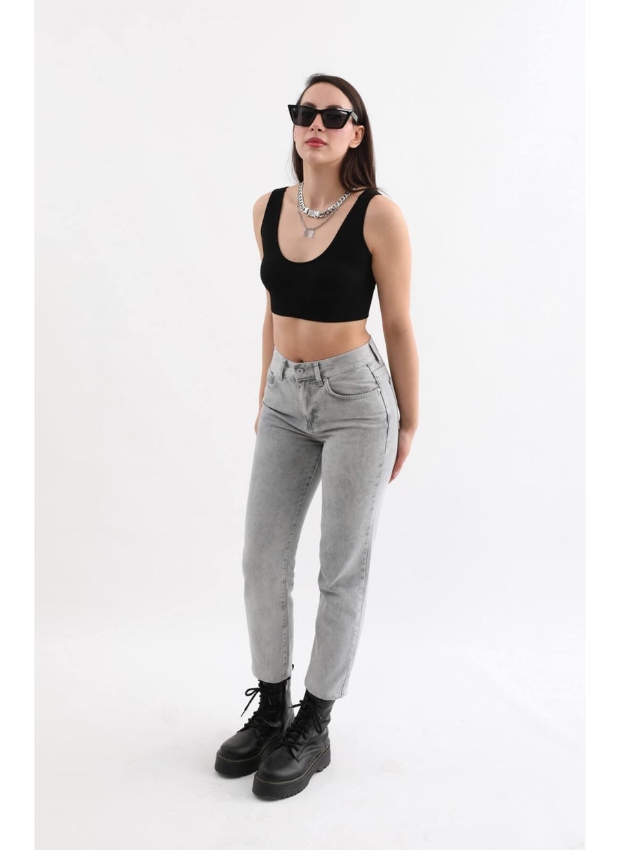 Women's Light Gray High Waist Jeans
