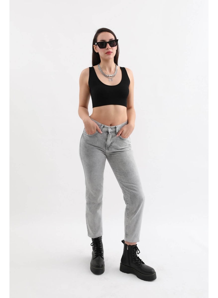 Women's Light Gray High Waist Jeans