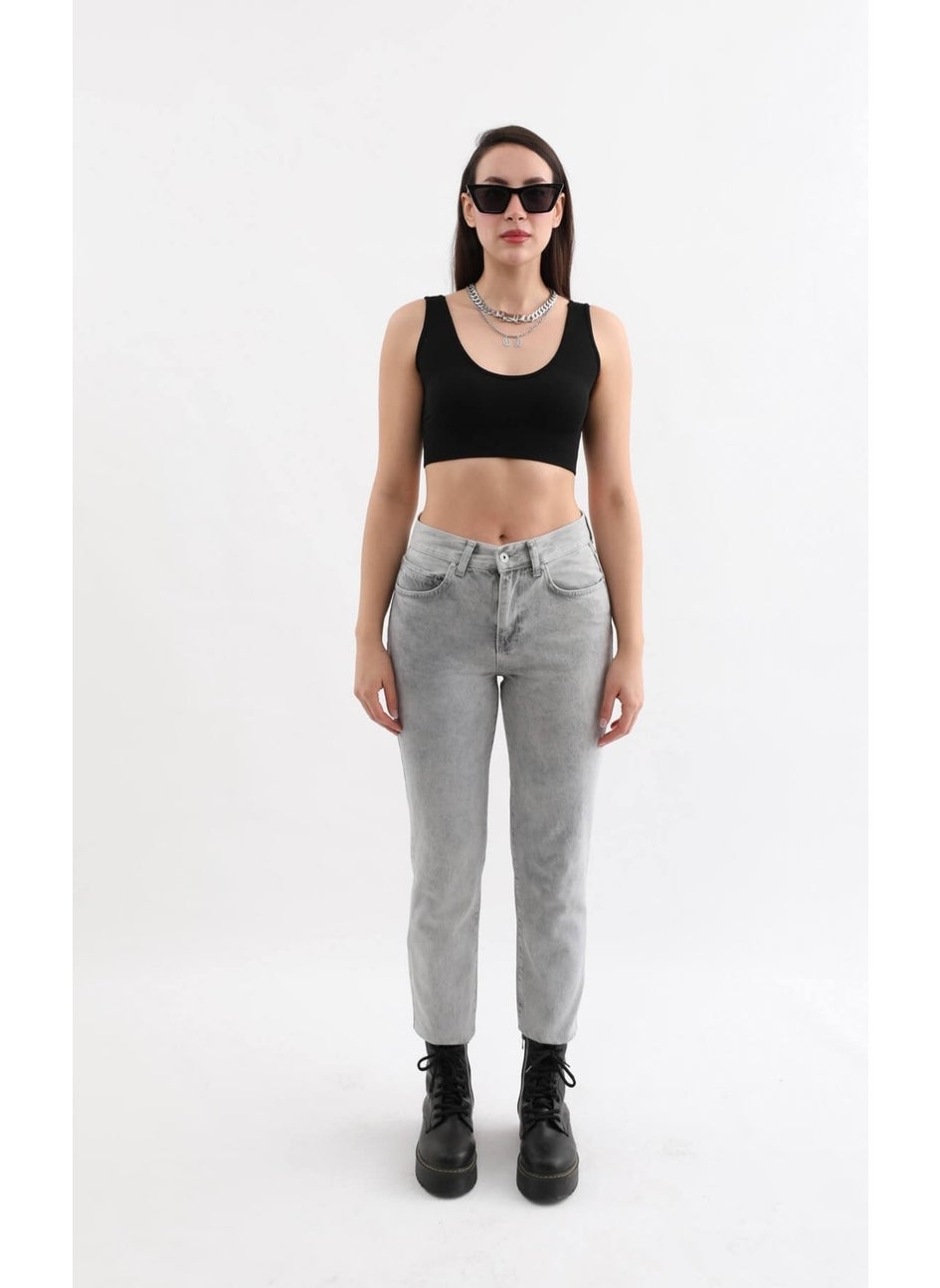 Women's Light Gray High Waist Jeans