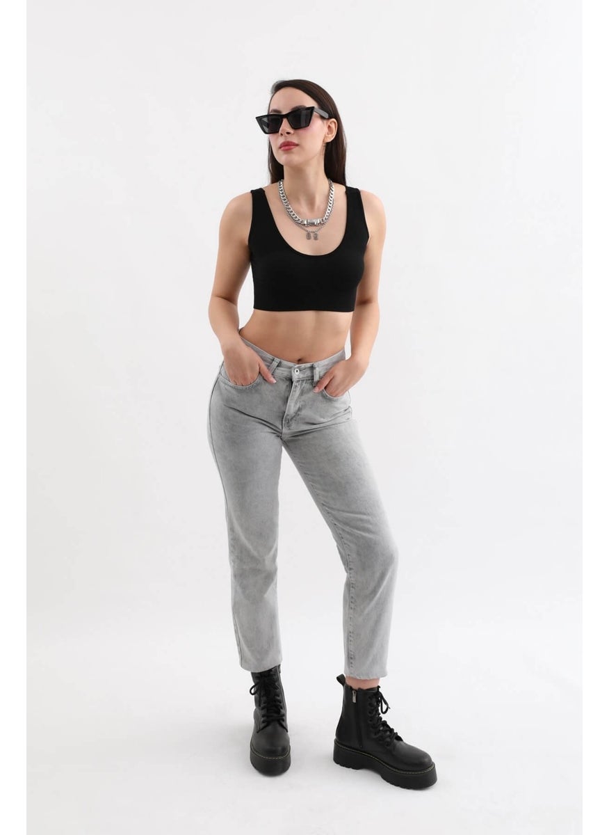 Women's Light Gray High Waist Jeans