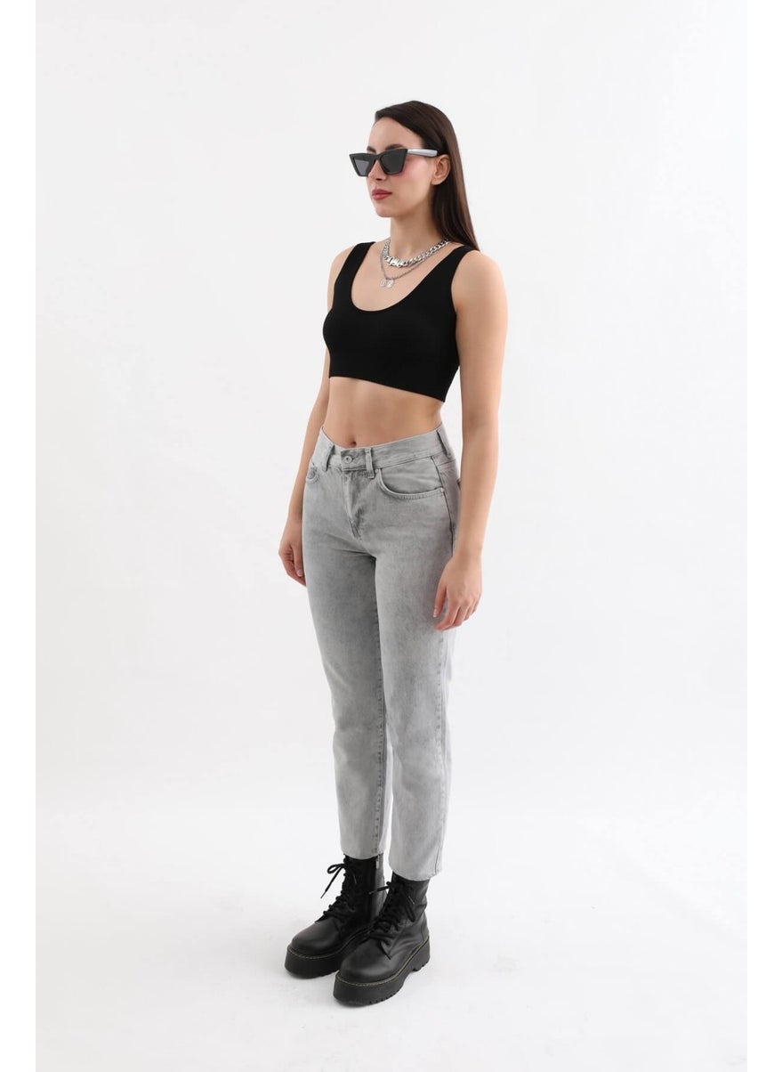 Women's Light Gray High Waist Jeans