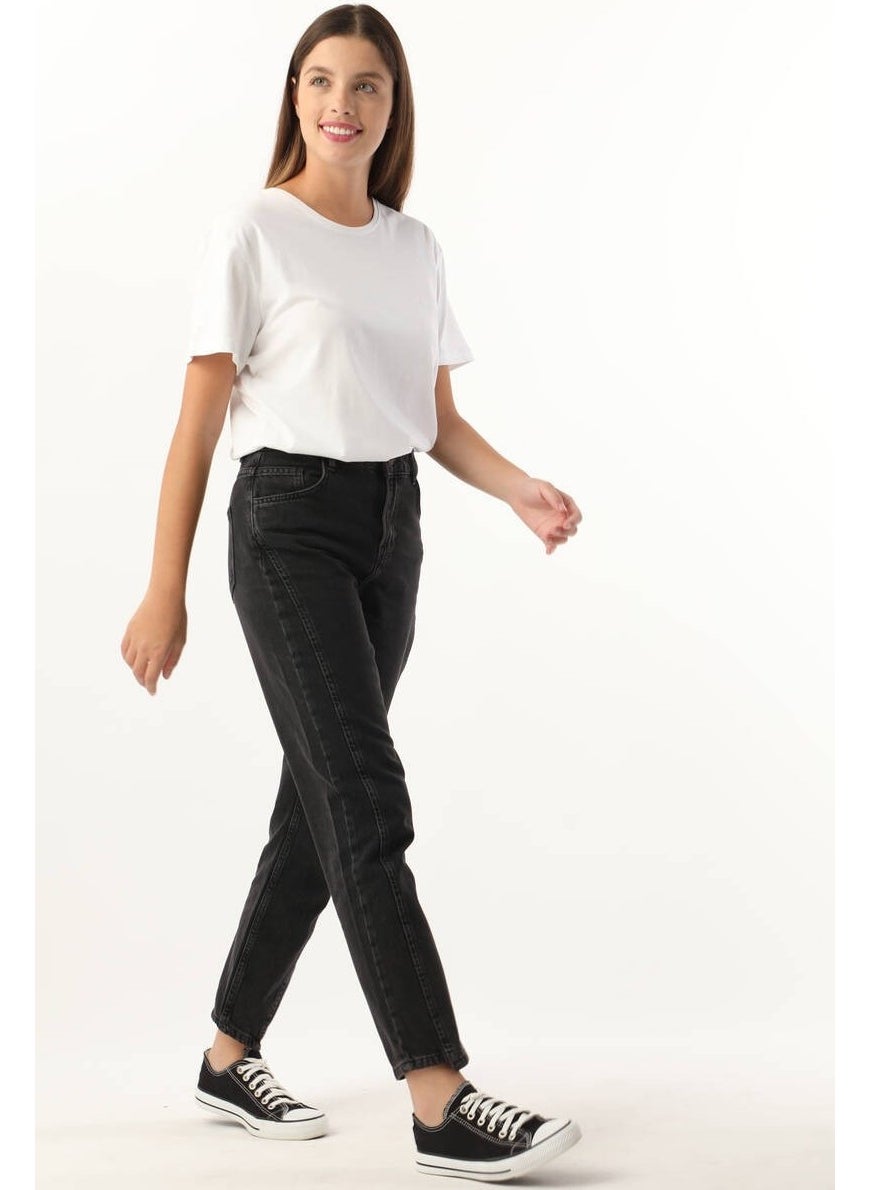 Women High Waist Jeans Black