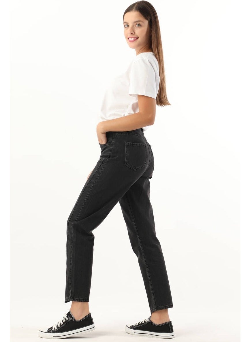 Women High Waist Jeans Black