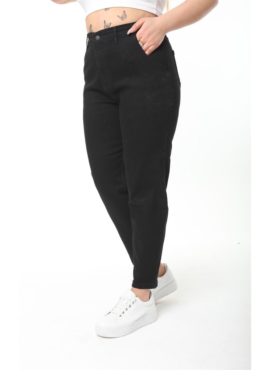 Women's Plus Size Pleated Mom Jeans C600