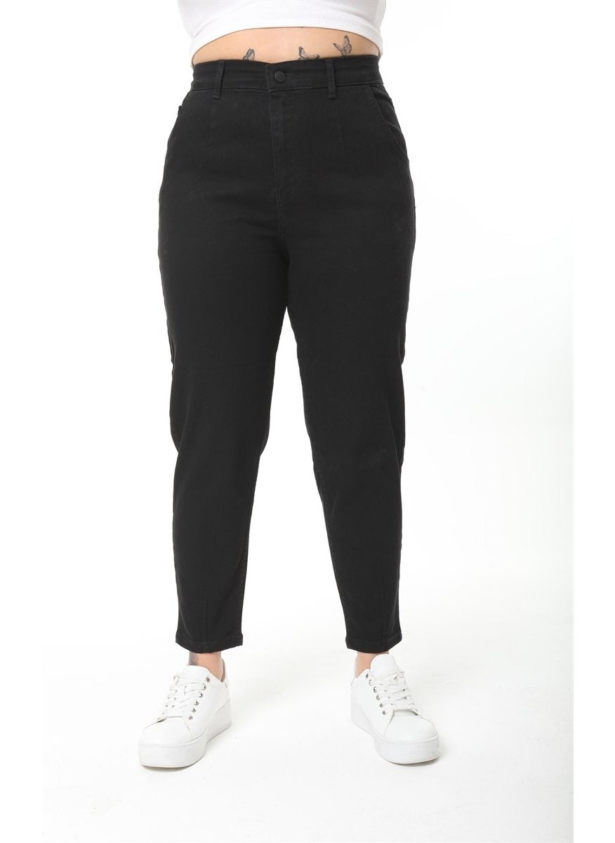 Women's Plus Size Pleated Mom Jeans C600