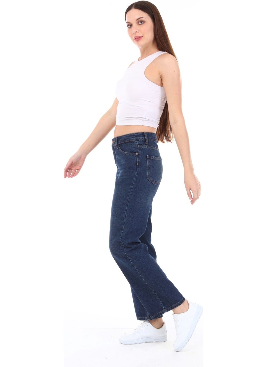 Women's High Waist Casual Jeans Plus Size Jeans - C602