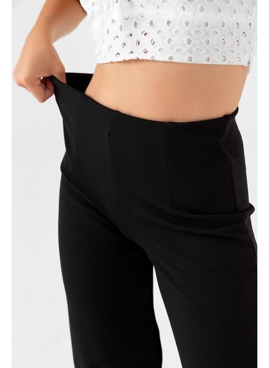 Women's Black High Waist Crepe Balloon Pants