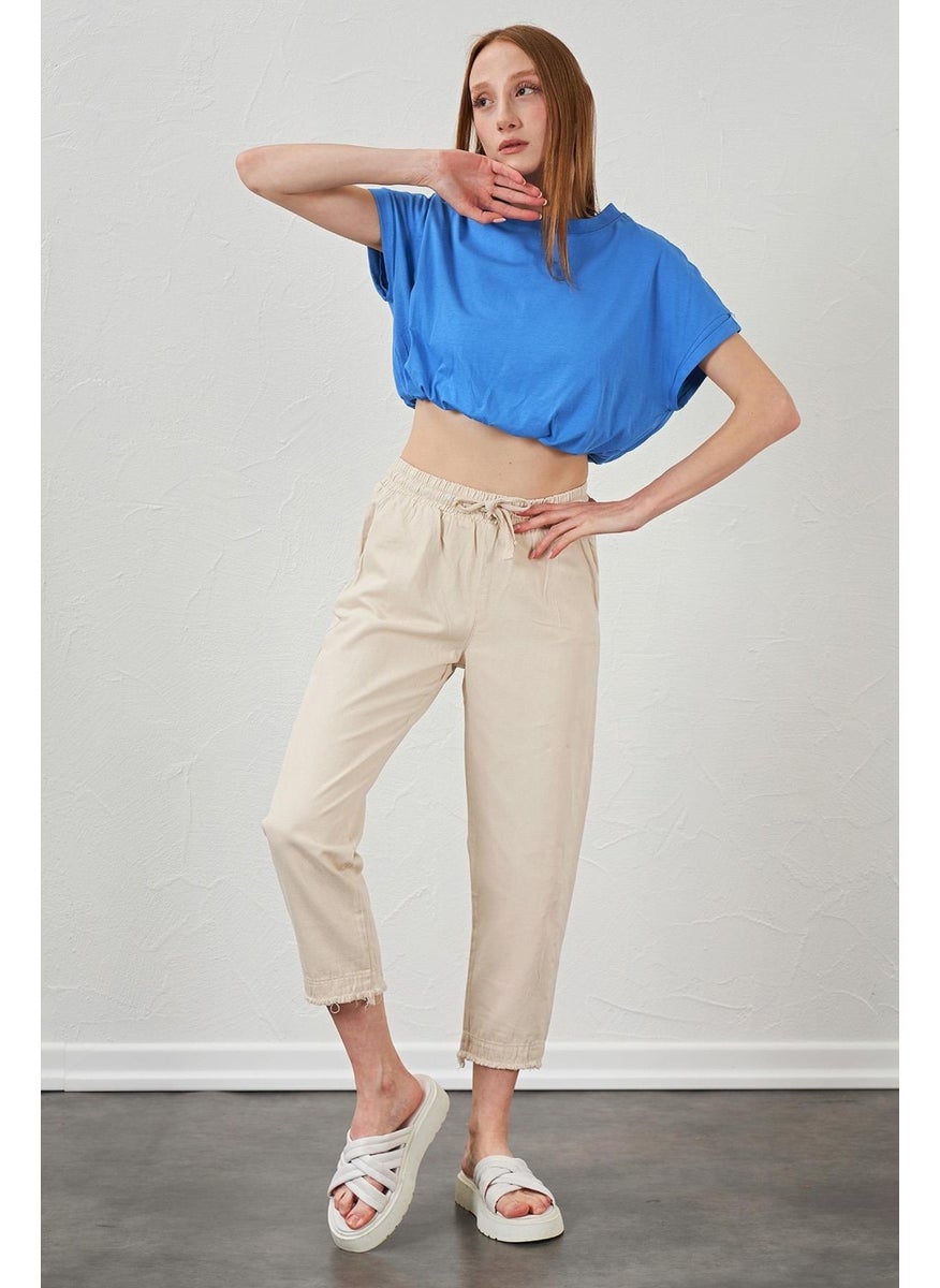 Women's Stone Leg Dirty Stitched Gabardine Trousers