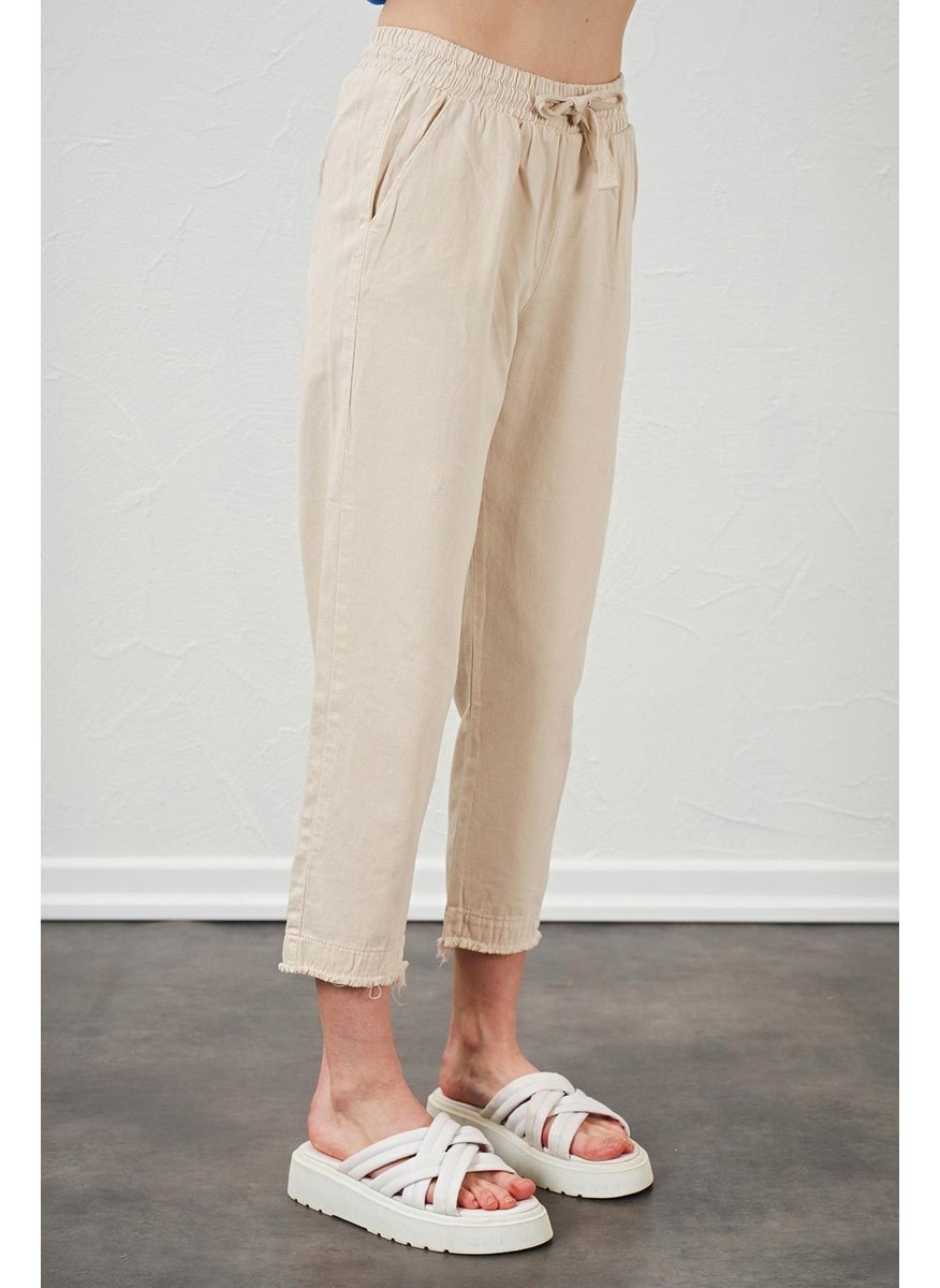 Women's Stone Leg Dirty Stitched Gabardine Trousers