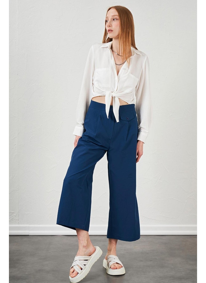 Women's Indigo Short Palazzo Poplin Trousers