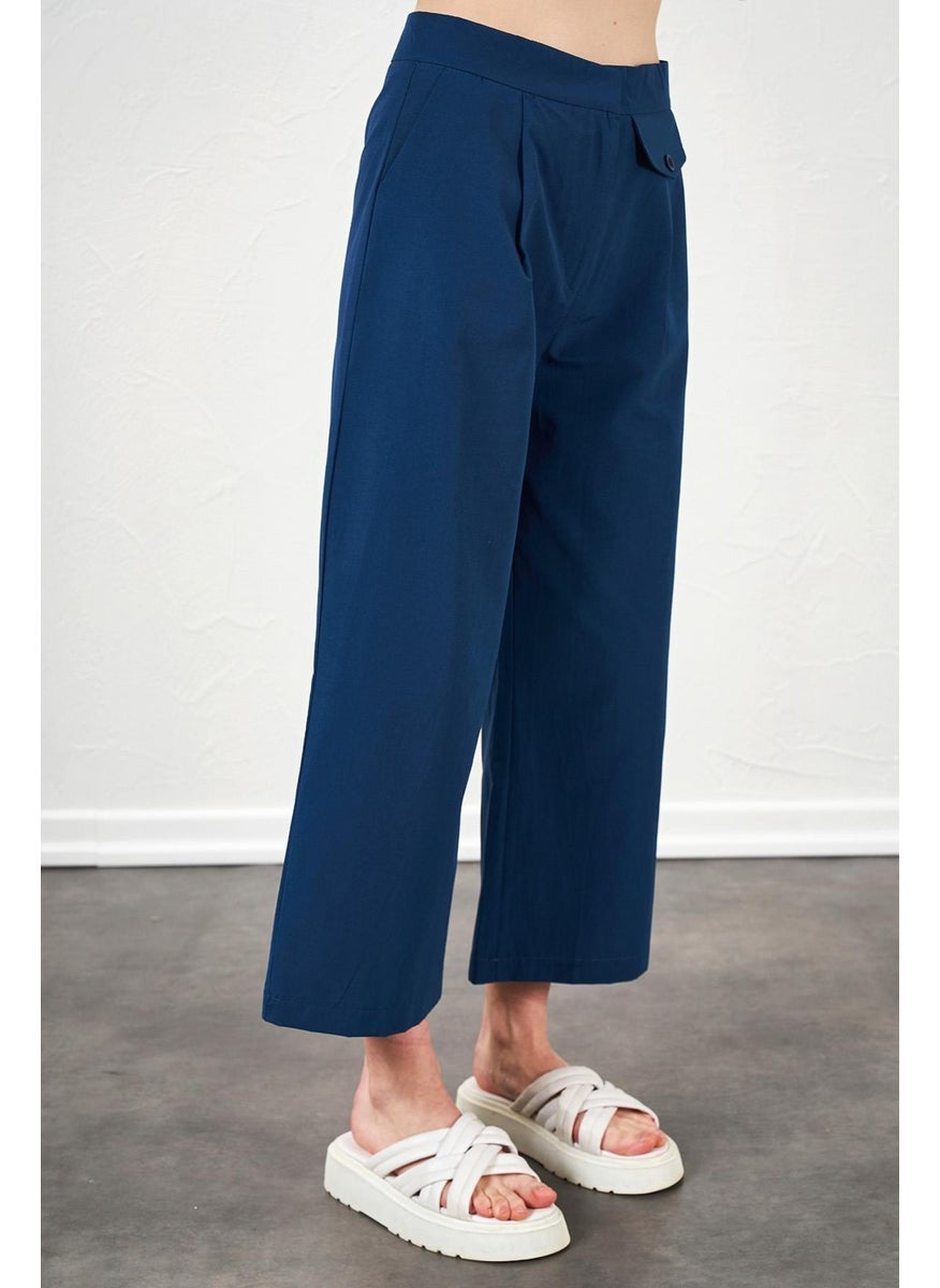 Women's Indigo Short Palazzo Poplin Trousers