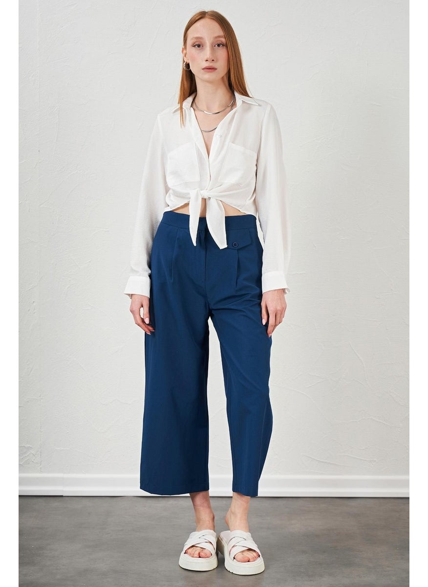 Women's Indigo Short Palazzo Poplin Trousers