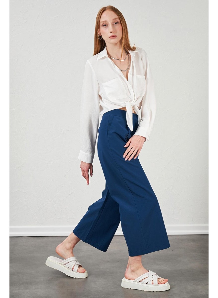 Women's Indigo Short Palazzo Poplin Trousers