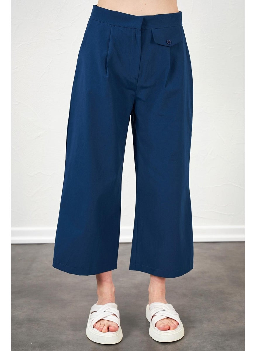 Women's Indigo Short Palazzo Poplin Trousers