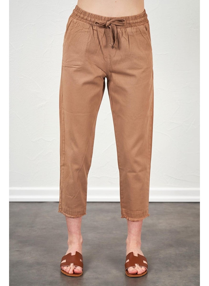 Women's Camel Leg Dirty Stitched Gabardine Trousers