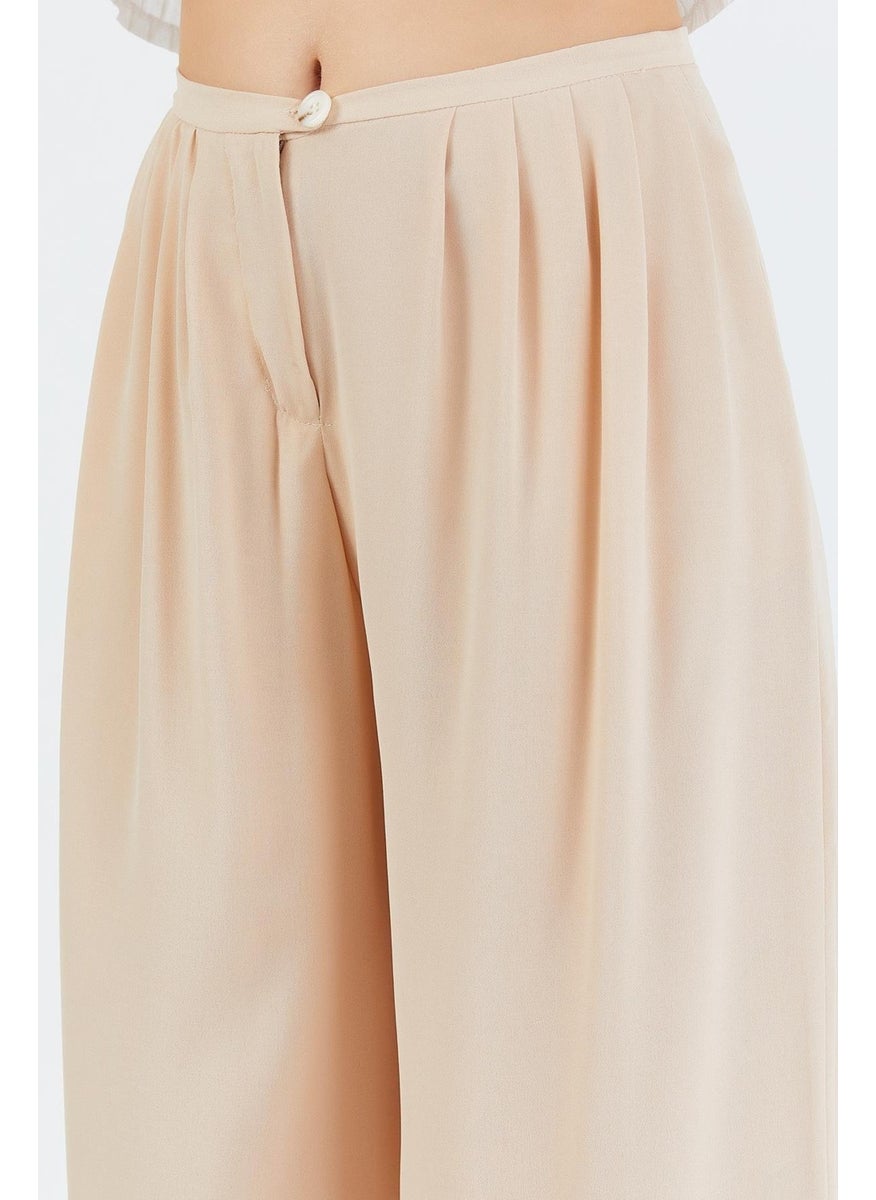 Women's Stone High Waist Double Pleated Trousers