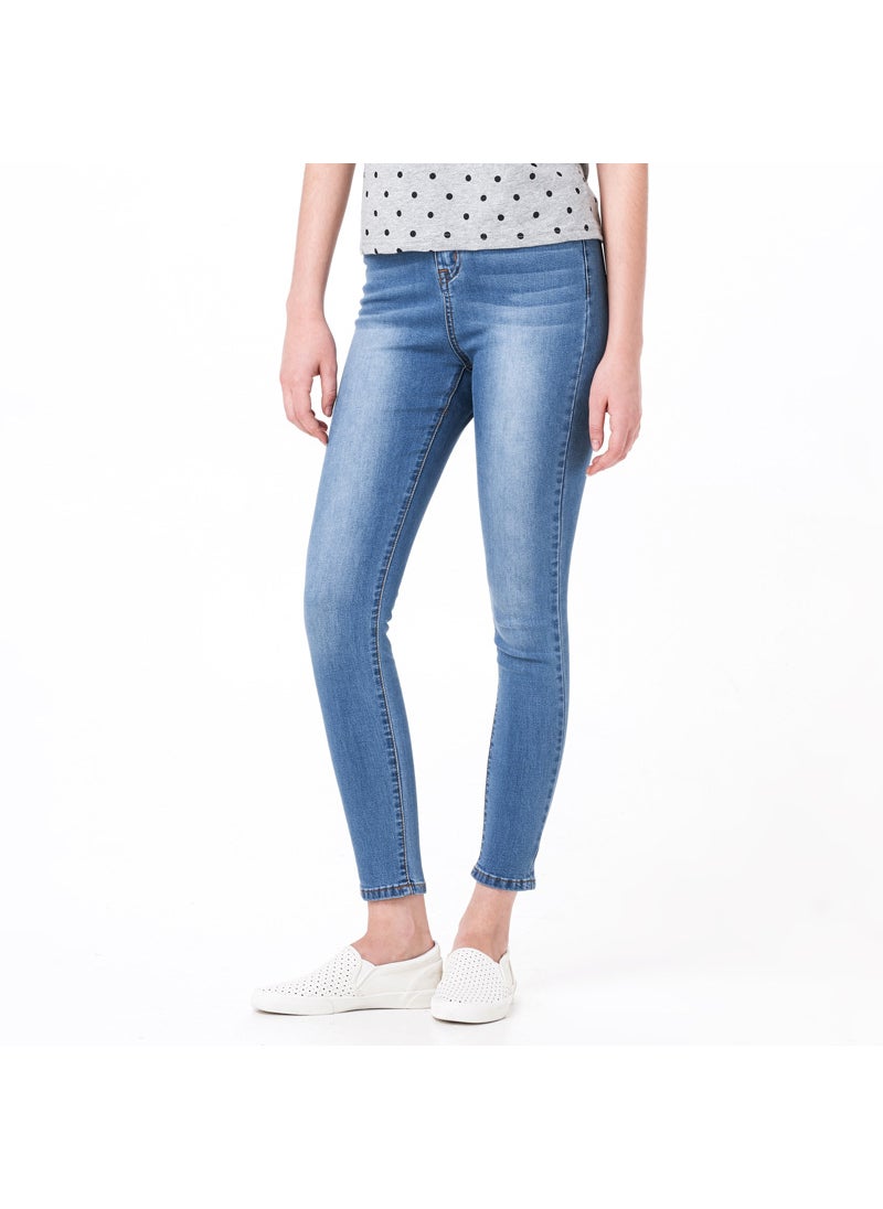 High-waisted Slimming Cotton Denim Jeans Casual Elegant Pants Long Extended Slimming Effect For Women Light Blue White