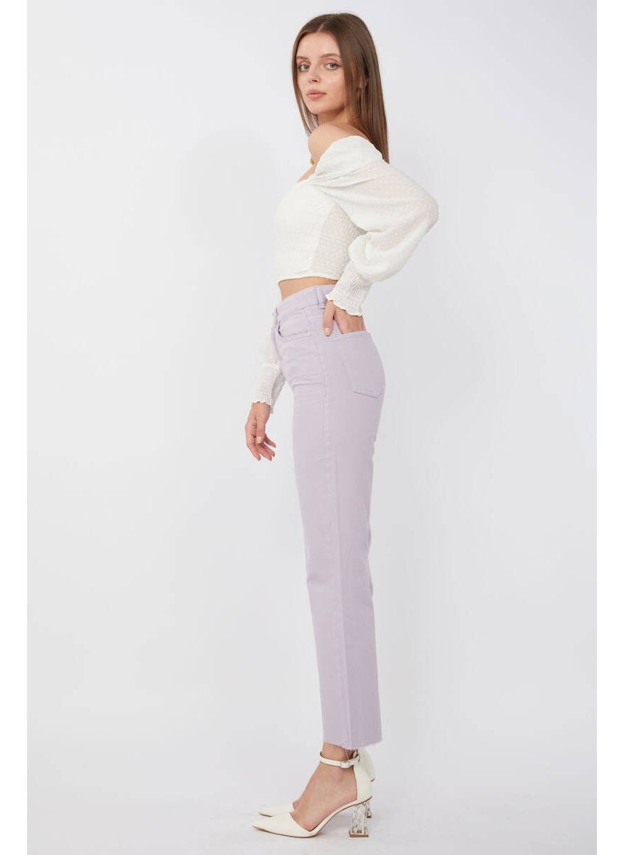 Women's Basic Cut Leg Jeans Lilac
