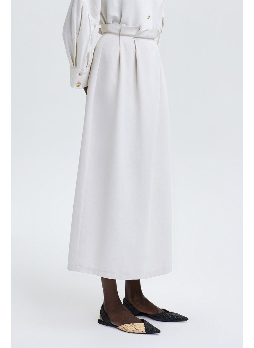 Linen Skirt with Pocket Detail