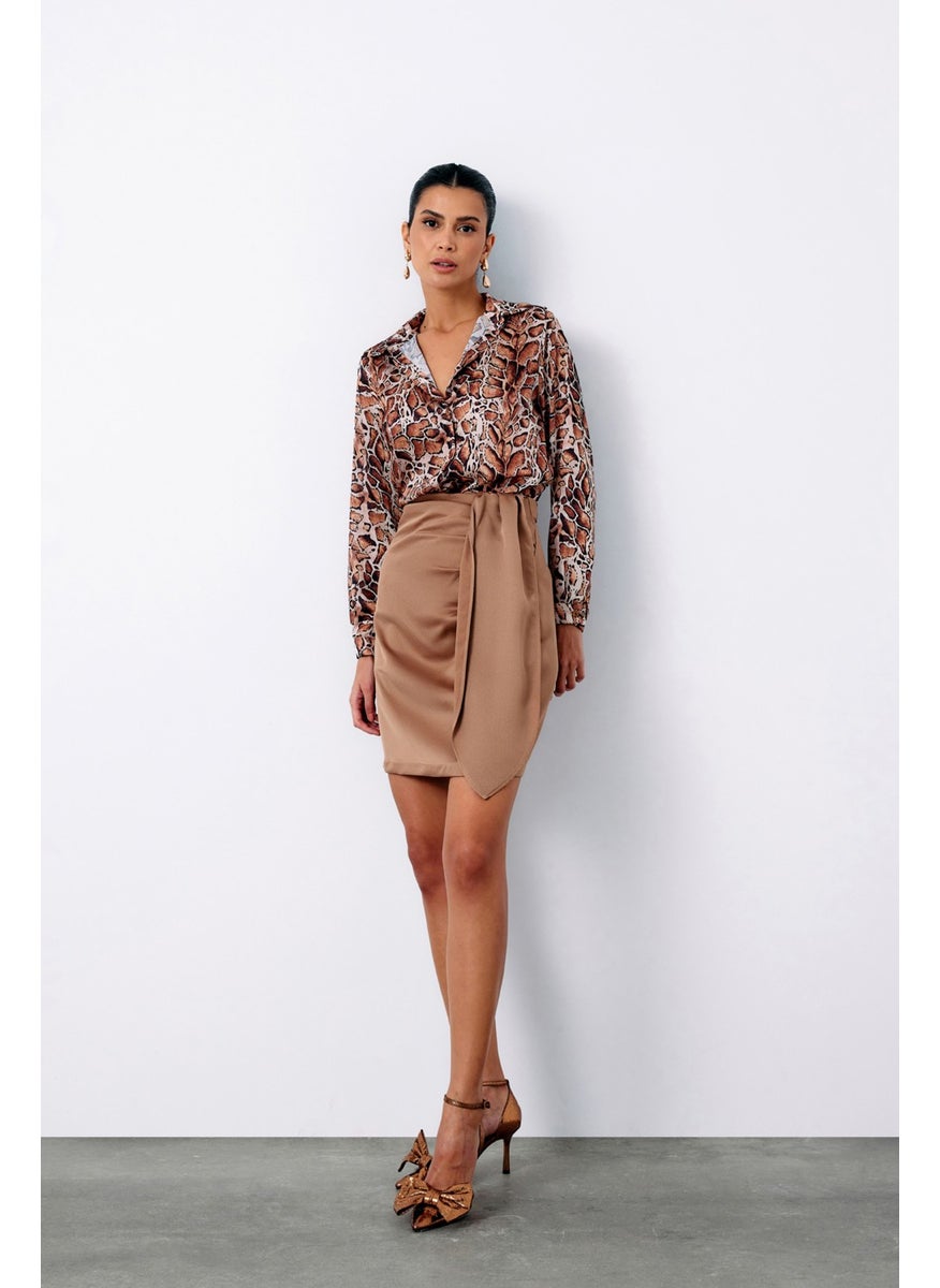 Belted Mini Skirt - CAMEL