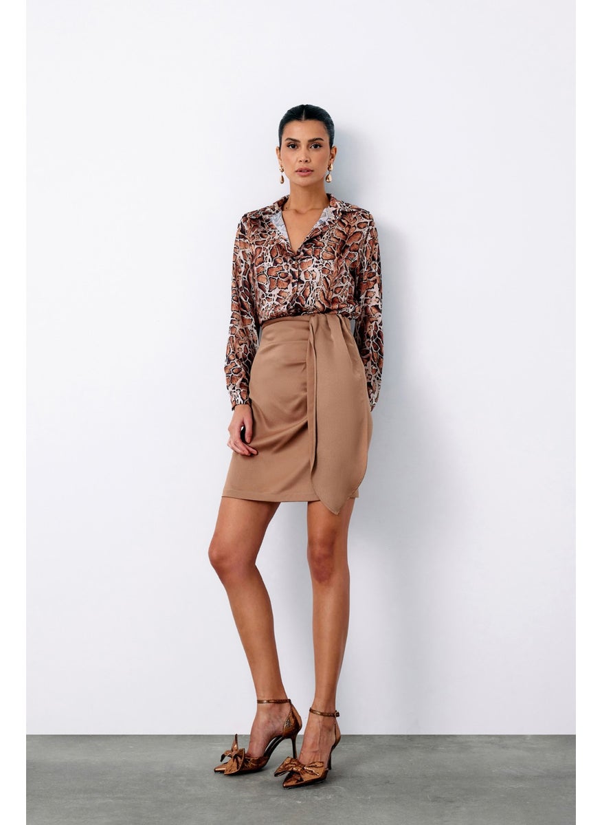 Belted Mini Skirt - CAMEL