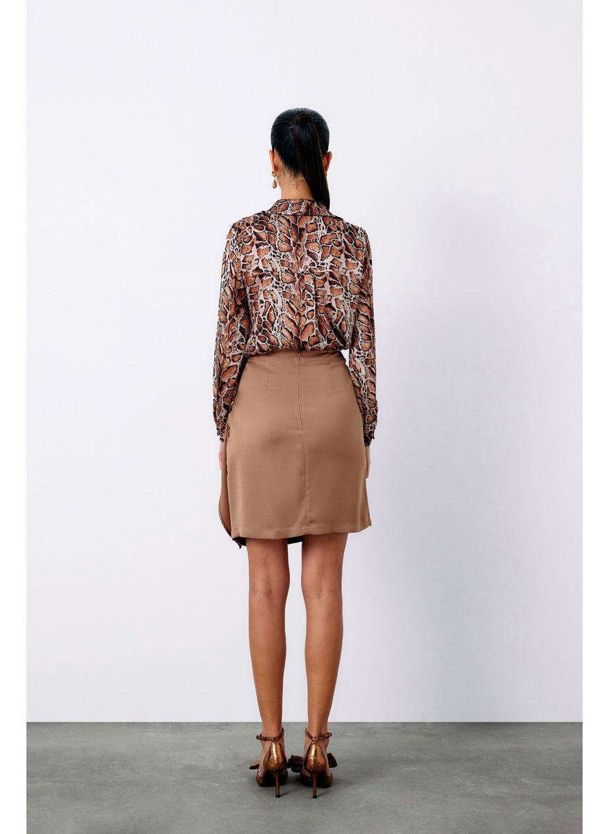 Belted Mini Skirt - CAMEL