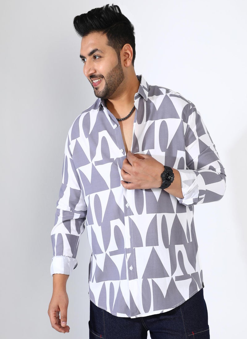 Men's Dark Grey Abstract Block Shirt