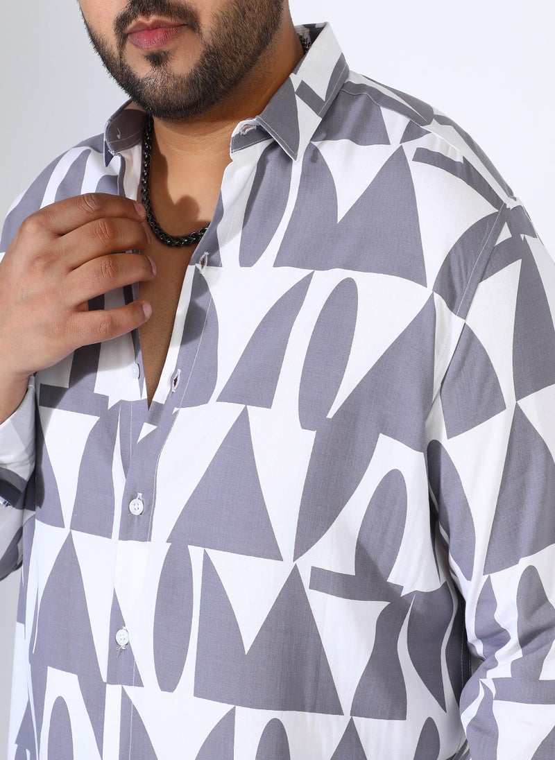 Men's Dark Grey Abstract Block Shirt