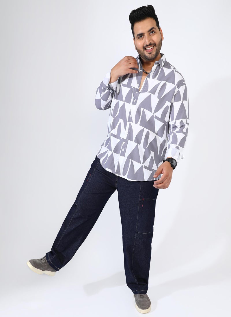 Men's Dark Grey Abstract Block Shirt