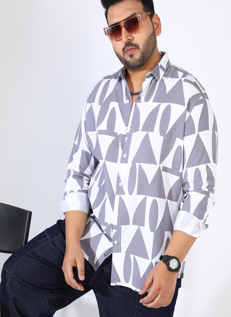 Men's Dark Grey Abstract Block Shirt