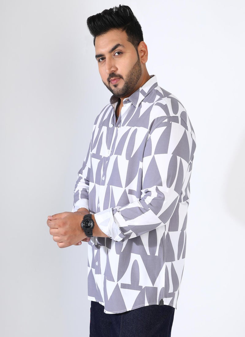 Men's Dark Grey Abstract Block Shirt