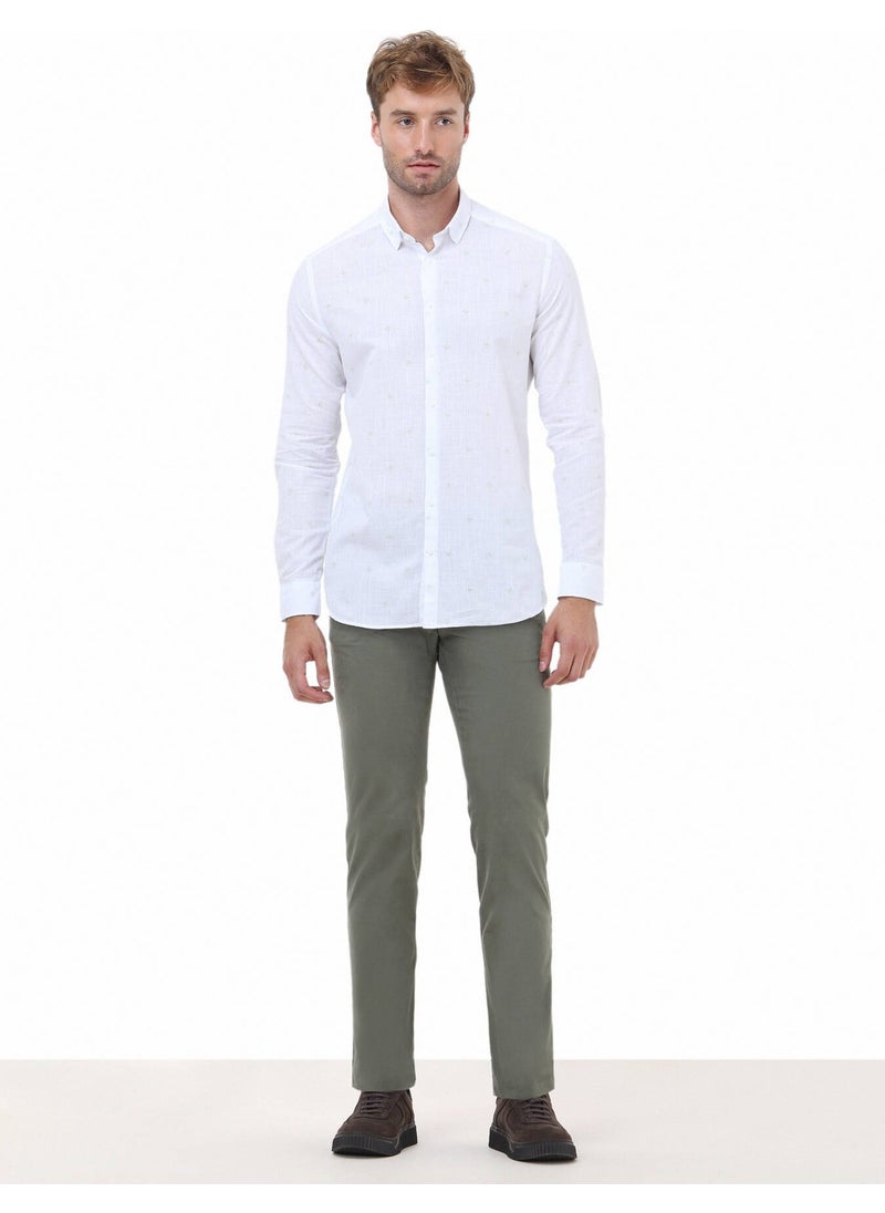 Nile Green Printed Regular Fit Woven Casual 100% Cotton Shirt