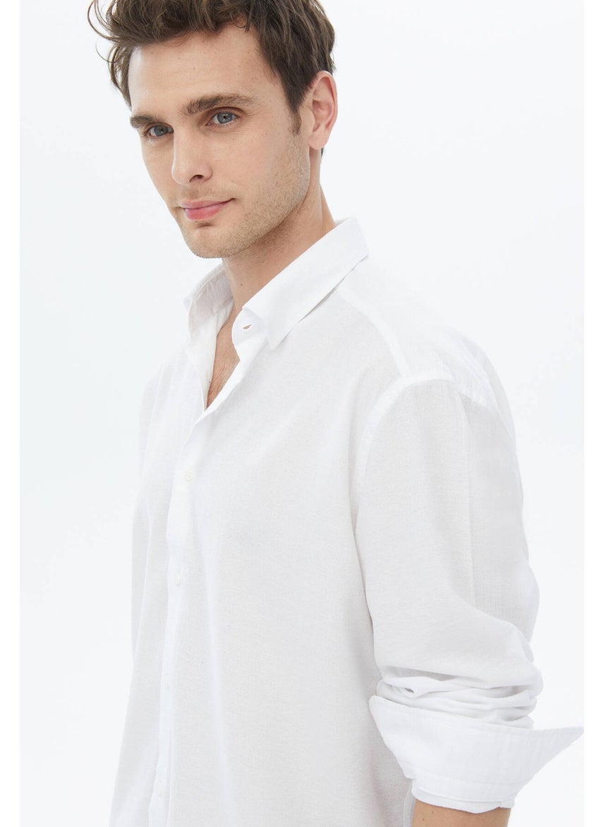 White Regular Fit Woven Casual Shirt