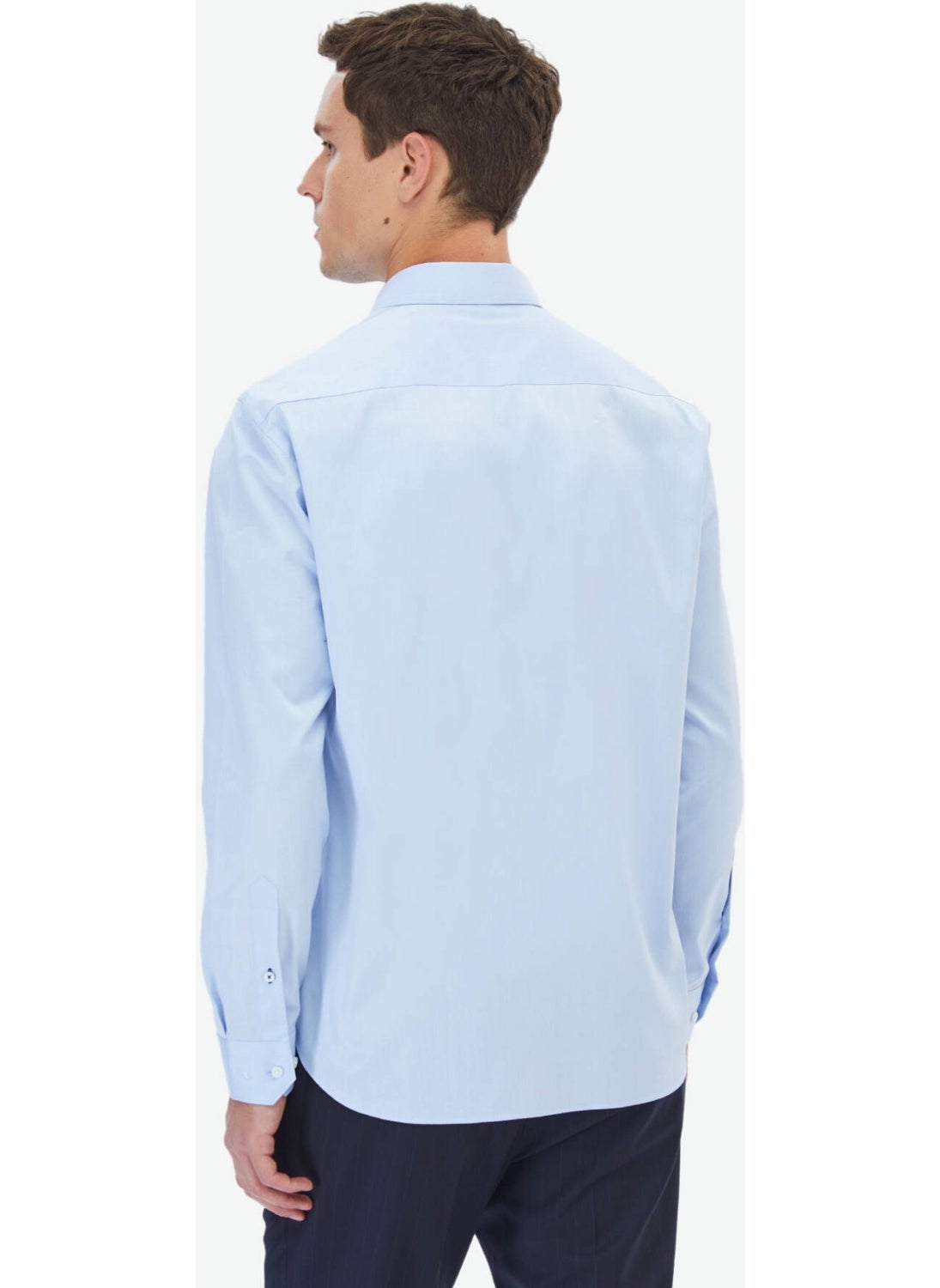 Blue Plain Regular Fit Woven Classic Cotton Shirt