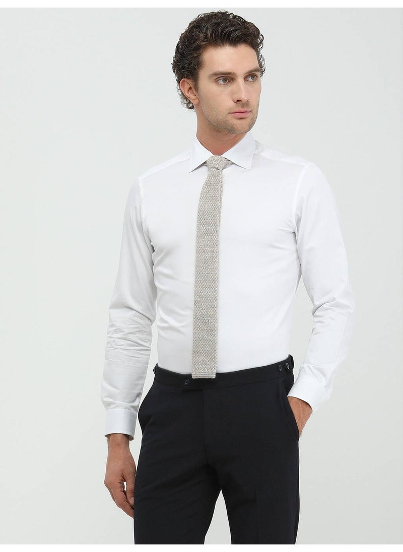 White Plain Slim Fit Woven Classic Cotton Shirt