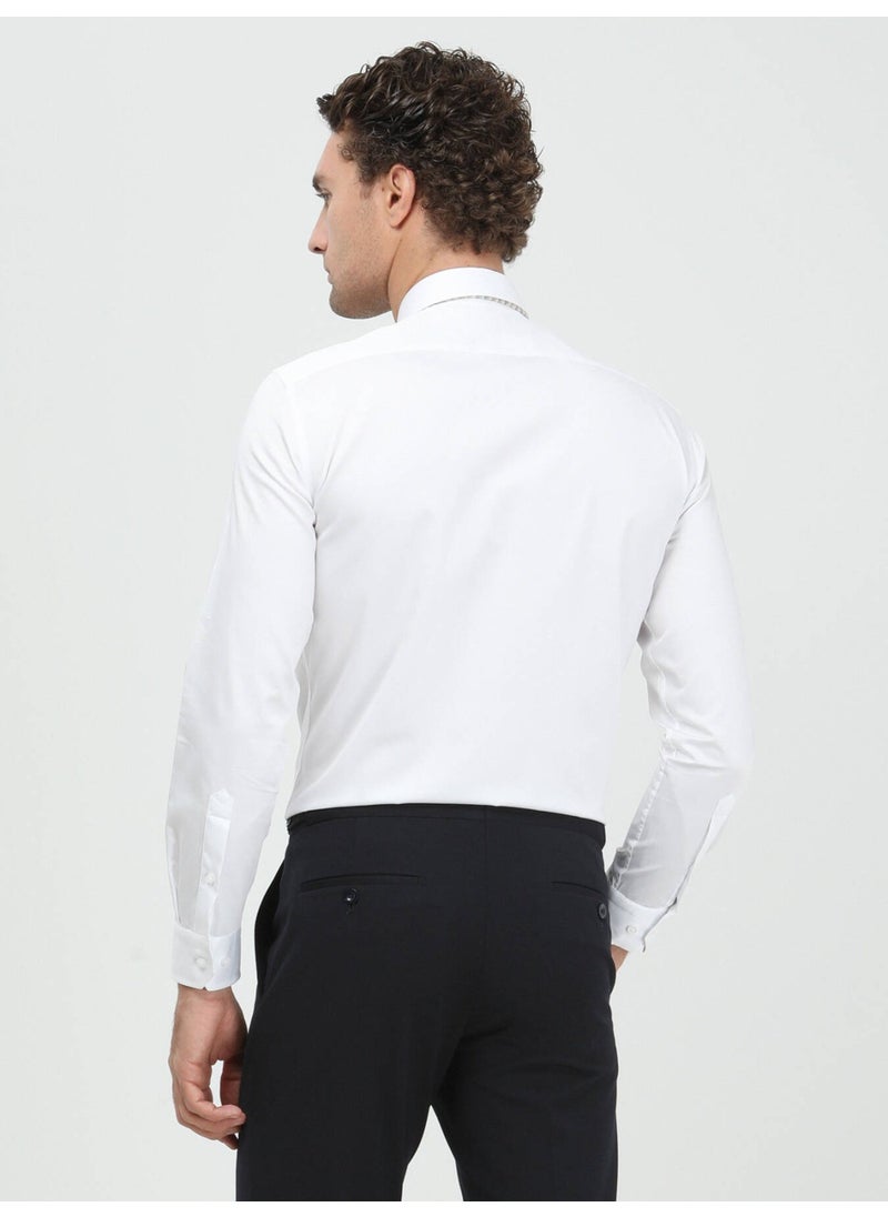 White Plain Slim Fit Woven Classic Cotton Shirt
