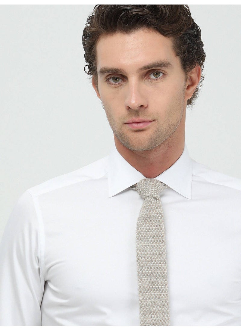 White Plain Slim Fit Woven Classic Cotton Shirt