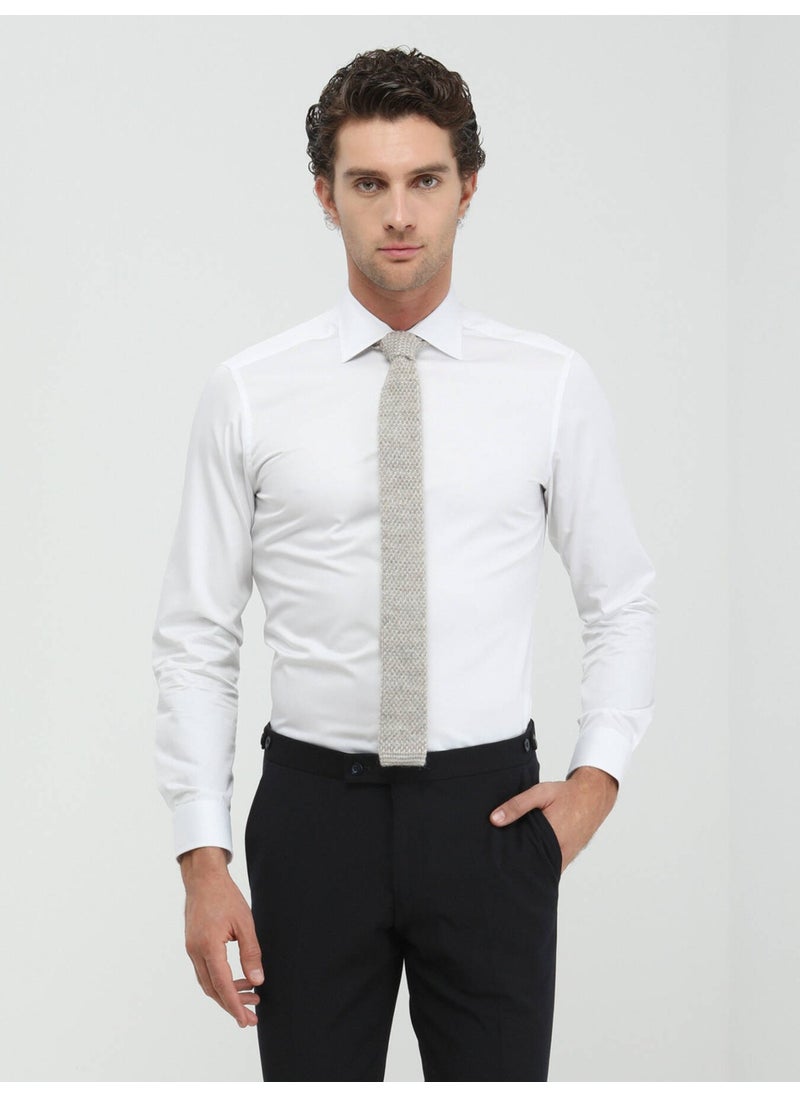 White Plain Slim Fit Woven Classic Cotton Shirt