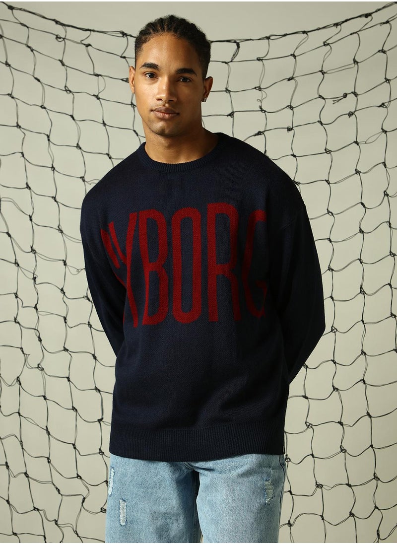 Men's Multicoloured 100% Acrylic Solid Oversized Sweater