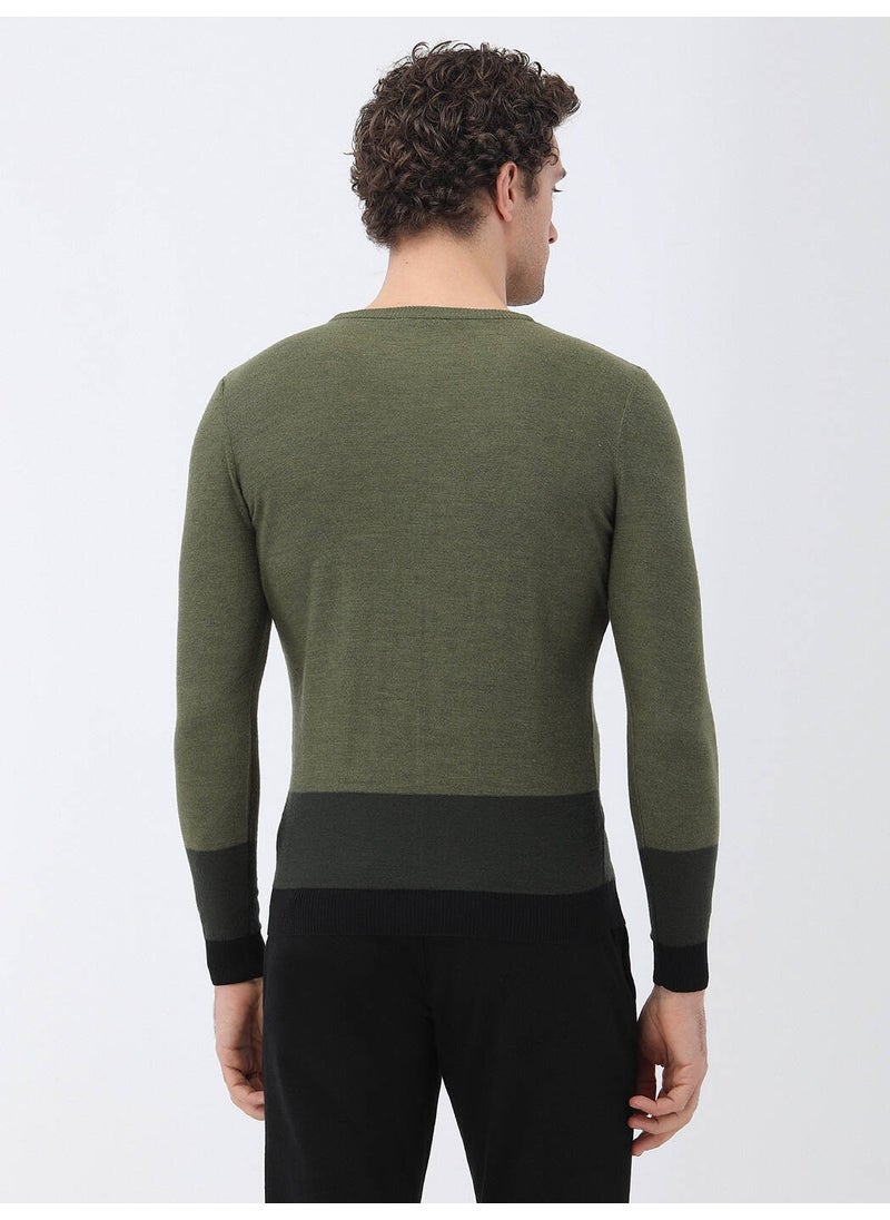 Light Khaki Crew Neck Wool Blend Knitwear